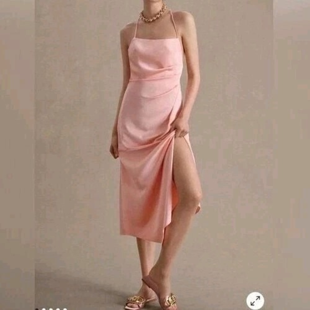 NWT Anthropologie Significant Other Dress Open Back Draped Slip Coral Pink Sz 4